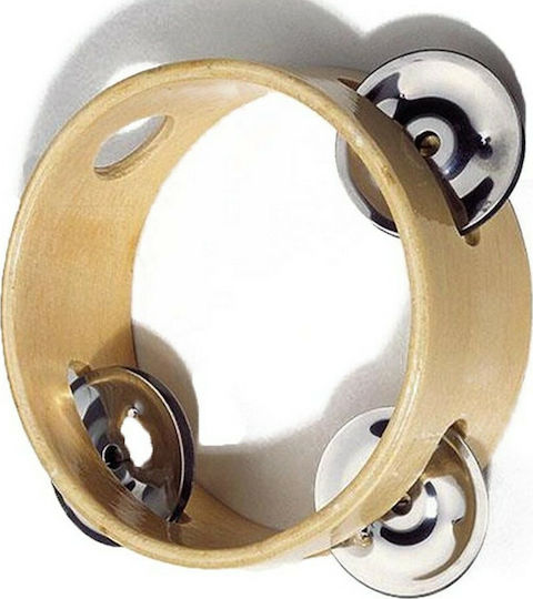 Next Beige Wooden Handheld Tambourine Jingles in Single Row