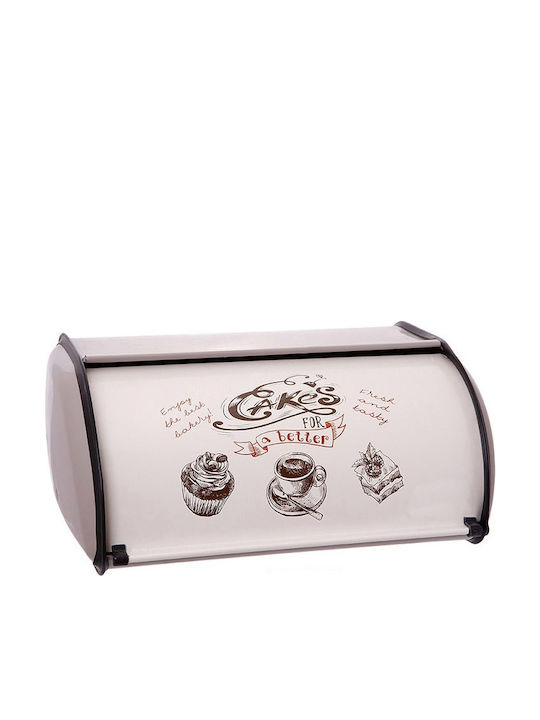 Etoile Bread Box with Lid Metallic White 32x21x16cm