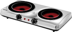 MPM Ceramic Countertop Double Burner Inox