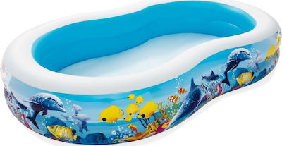 Bestway Children's Pool Inflatable Blue Depths 262x157x46cm Blue Bottom