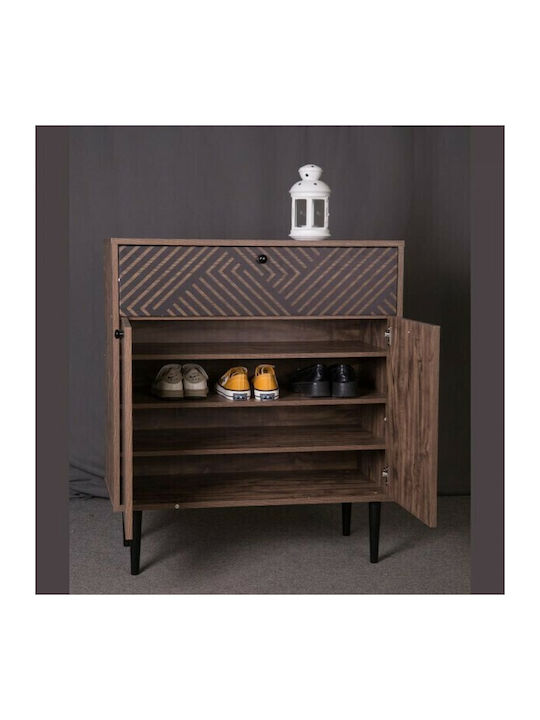 2228 Wooden Shoe Organizer with 4 Shelves Oak - Black 78x37x89cm