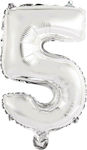 Ballon Folie Zahl 5 Silber 35cm