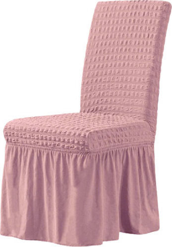 Mit Volant Elastische Abdeckung für Stuhl Mit Rüschen und Rückseite Pink 1Stück