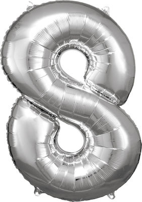 Ballon Folie Jumbo Zahl 8 Silber 86cm