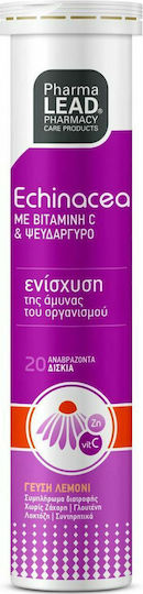 Pharmalead Echinacea With Vitamin C & Zinc Supplement For Immune System Support 20 Effervescent Tablets Lemon Flavour