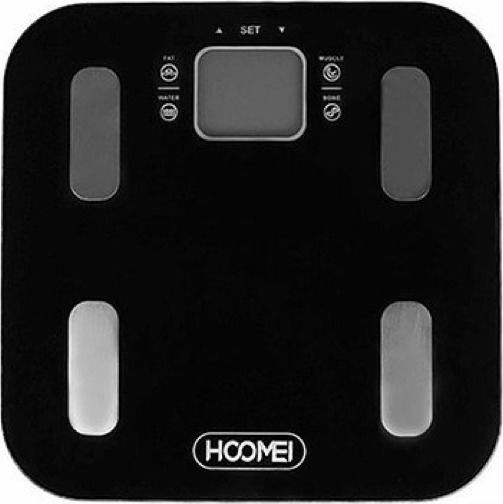 Hoomei Digitale Badezimmerwaage 180kg mit Körperfettmessung Schwarz HM-1560
