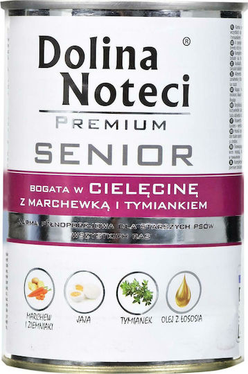 Dolina Noteci Premium Senior Hrană Umedă pentru Câini Seniori în Conservă cu Morcov, Vițel și Carne de porc 400gr