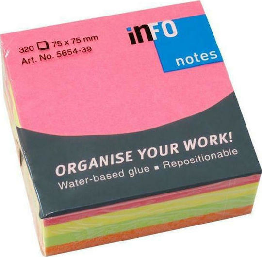 Exas Paper Sticky Note Pads in Cube 320 Sheets 7.5x7.5pcs Neon