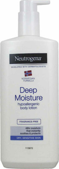 Neutrogena Deep Moisture Fragrance Free Ενυδατική Lotion Σώματος για Ξηρές & Ευαίσθητες Επιδερμίδες 400ml
