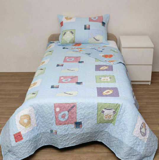 Viopros Kids Single Quilt Set with Pillowcase Blue 160x240cm