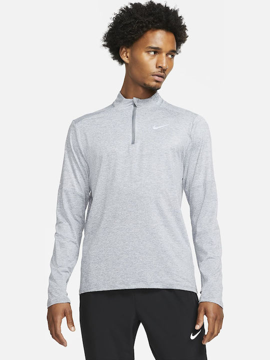 Nike Element Ανδρική Μπλούζα Dri-Fit με Φερμουάρ Μακρυμάνικη Γκρι