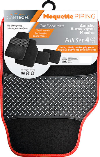 Cartech Set of Front and Rear Mats Universal 4pcs Red