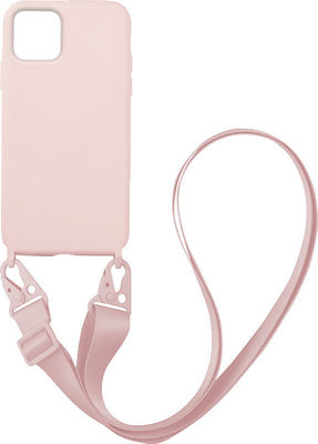 Sonique Carryhang Liquid Strap Back Cover Σιλικόνης με Λουράκι Ροζ (iPhone 12 / 12 Pro)