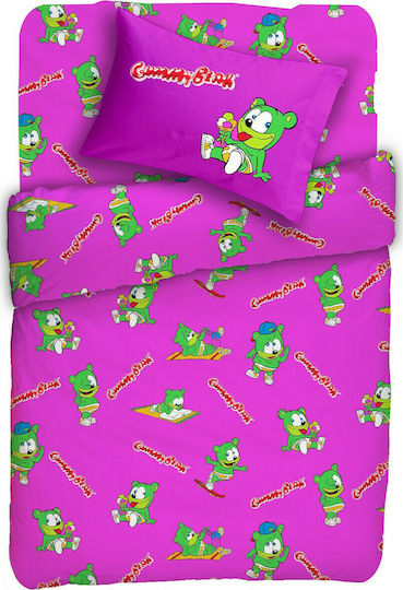 Viopros Gummy Bear Holliday Set Kids Duvet Cover Single with Pillowcase Cotton Fuchsia 160x240cm