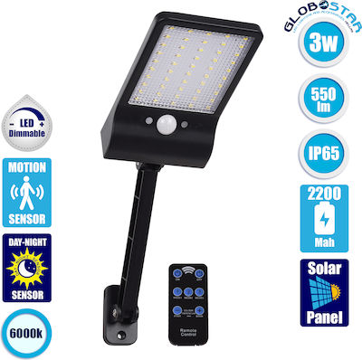 GloboStar Waterproof Solar LED Floodlight 3W Cold White 6000K with Motion Sensor and Photocell IP56