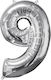 Balloon Foil Jumbo Number 9 Silver 66cm