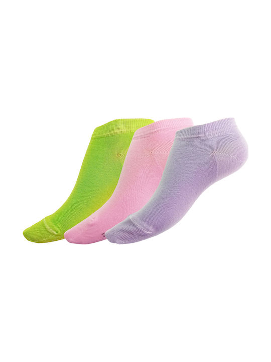 K-Socks Γυναικείες Κάλτσες Πράσινο/Μωβ/Ροζ 3Τμχ. 1383-006