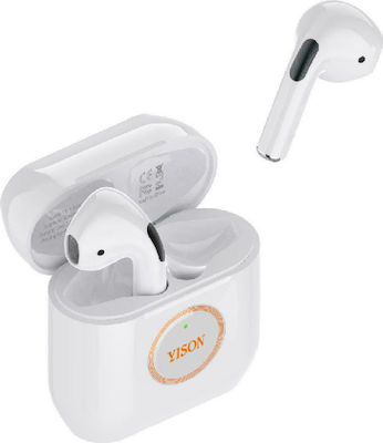 Yison T8 Earbud Bluetooth Handsfree Earphones with Charging Case Whitά