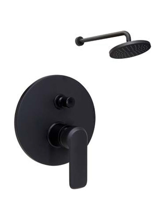 Interflex Chiara Flat Built-In Showerhead Set with 2 Exits Black