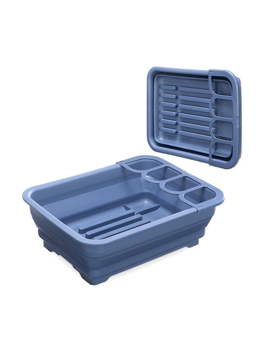 Navaris Dish Drainer Foldable Plastic in Blue Color 37x27x12cm