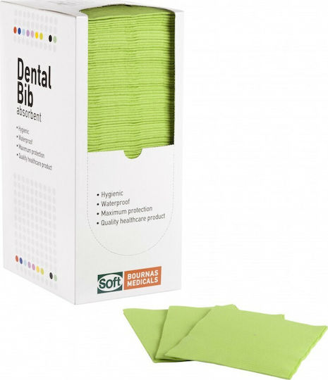Bournas Medicals Zahntuch Grün 2ply + 1ply mit Dispenser 125Stück