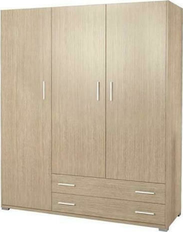 3 Τρίφυλλη Ντουλάπα με 2 Συρτάρια Δρυς 110x50x180cm