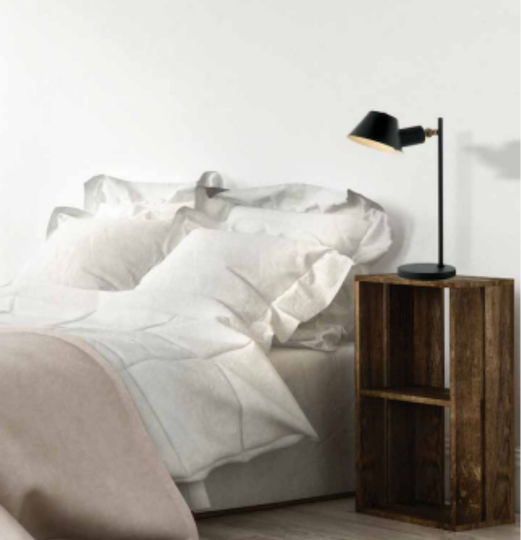 Zambelis Lights Metal Table Lamp for Socket E27 with Black Shade and Base
