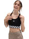 Women's Athletic Crop Top Sleeveless Black