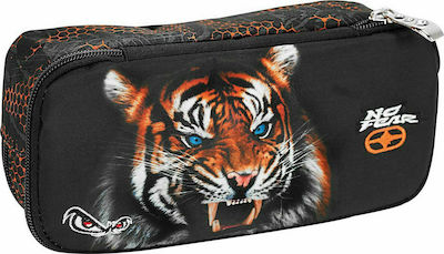 No Fear Tiger Pencil Case with 2 Compartments Black