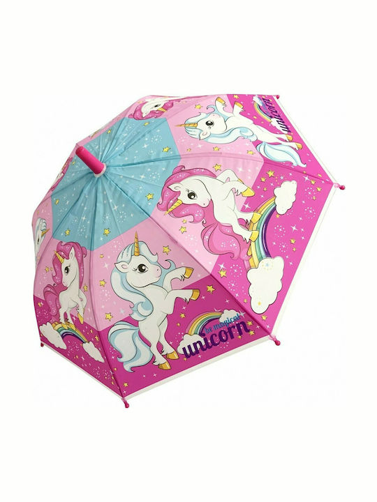 Chanos Kinder Regenschirm Faltbar Automatisch Little Unicorn Fuchsie mit Durchmesser 46cm.