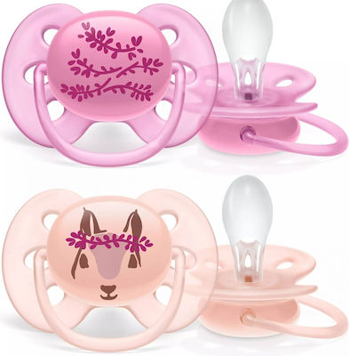 Philips Orthodontic Pacifiers Silicone Deer Pink - Orange with Case for 6-18 months 2pcs