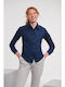 Women's Monochrome Long Sleeve Shirt Navy Blue