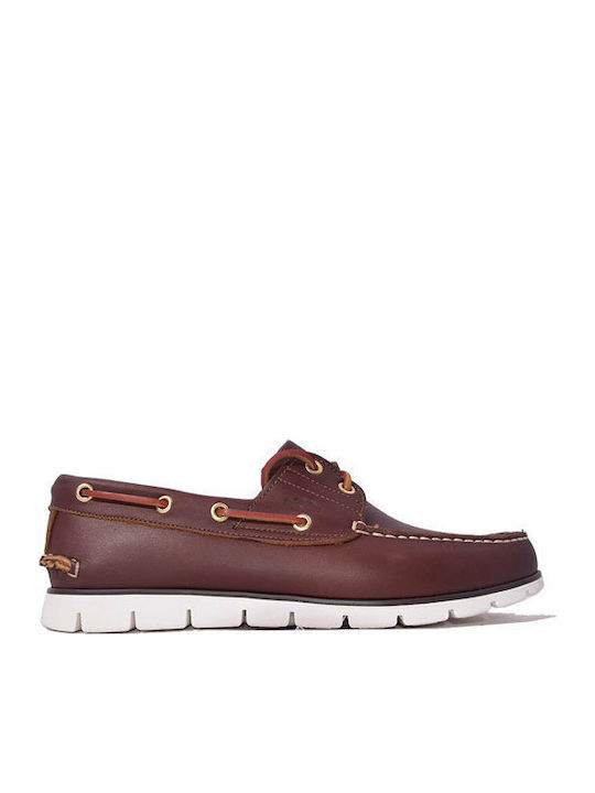 823-10 Δερμάτινα Ανδρικά Boat Shoes σε Καφέ Χρώμα