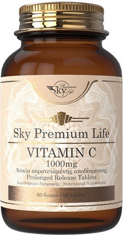 Sky Premium Life Vitamin C Βιταμίνη για Ενίσχυση του Ανοσοποιητικού, τo Δέρμα & Αντιοξειδωτική δράση 1000mg 60 ταμπλέτες