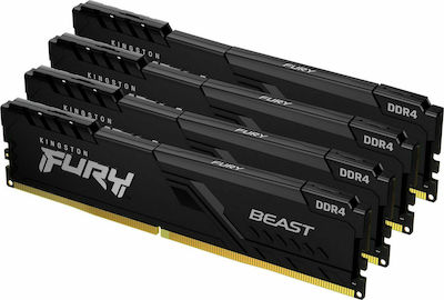 Kingston Fury Beast 64GB DDR4 RAM cu 4 module (4x16GB) și Viteză 2666 pentru Desktop