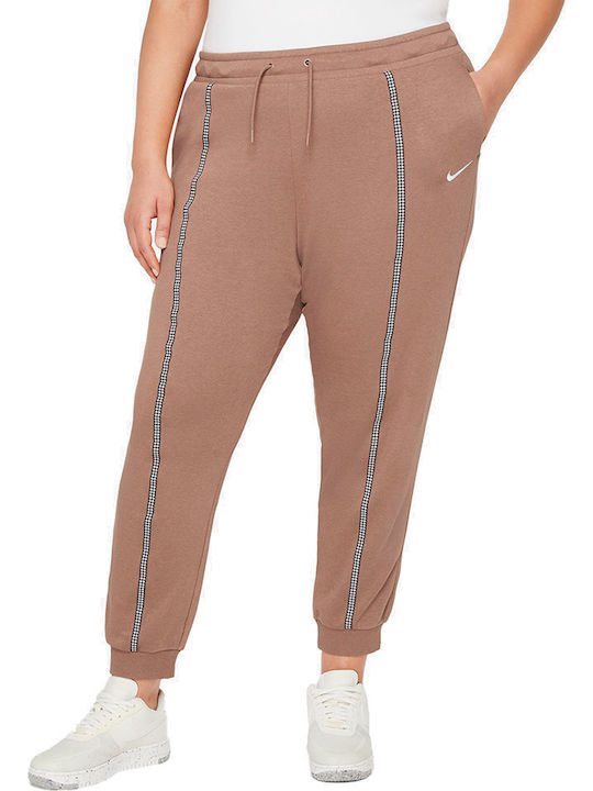 Nike Icon Clash Easy High Waist Sweatpants Jogger Fleece Brown