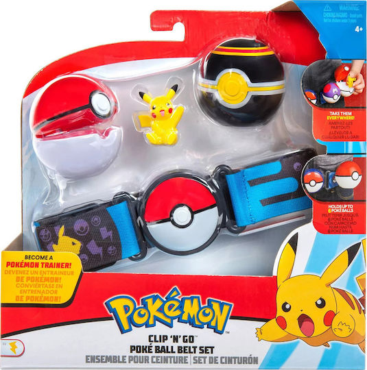 Jazwares Clip'N Go Poke Ball with Belt W6 Pokemon for Age 4+ (Miscellaneous Designs)
