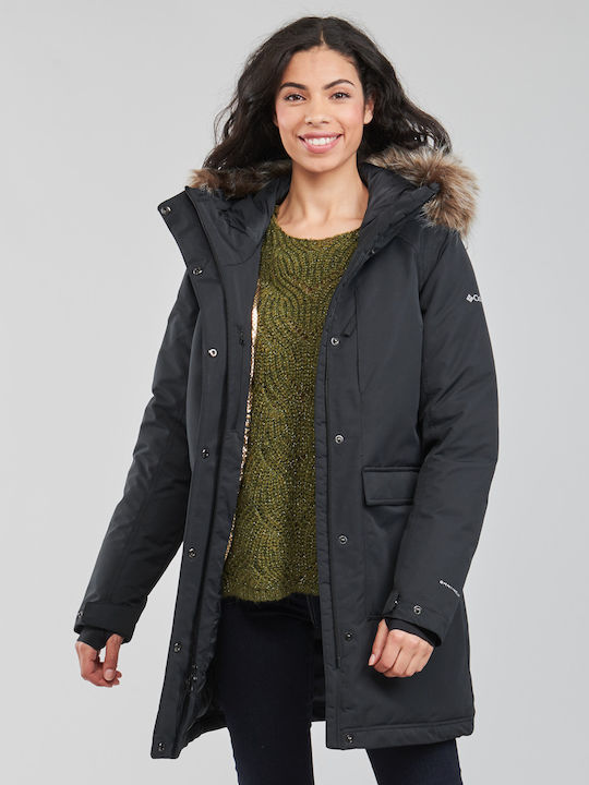 Columbia Little Si Insulated Women's Long Parka Jacket for Winter with Detachable Hood Black