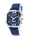 Chronotech Men's Watch 45mm Chronograph Battery with Blue Leather Strap