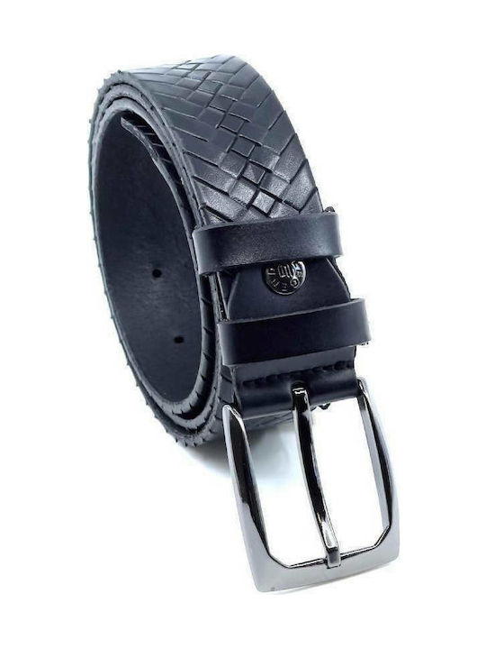 Legend Accessories Men's Knitted Leather Belt Black