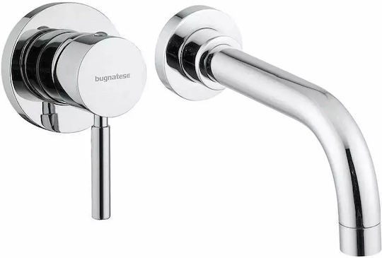 Bugnatese Kobuk Built-in Mixer & Spout Set for for Bathroom Sink 1 Exit Silver