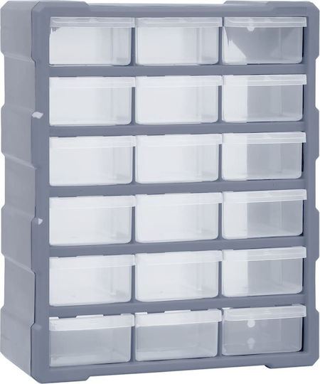 vidaXL Συρταριέρα Εργαλείων Plastic with 18 Drawers W38xD16xH47cm Organization Drawer