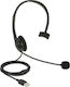 DeLock USB Mono Headset - Lightweight Auf dem Ohr Multimedia-Headsets mit Mikrofon und Verbindung USB-A in Schwarz Farbe