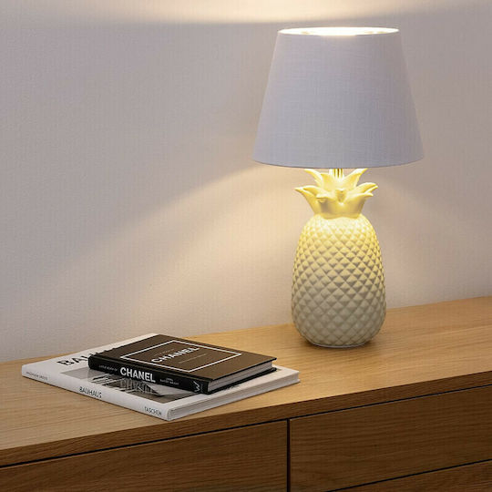 Navaris Pineapple Ceramică Lampă de masă cu Abajur Alb și Bază Navaris Pineapple Ceramică Lampă de masă cu Abajur Alb și Bază