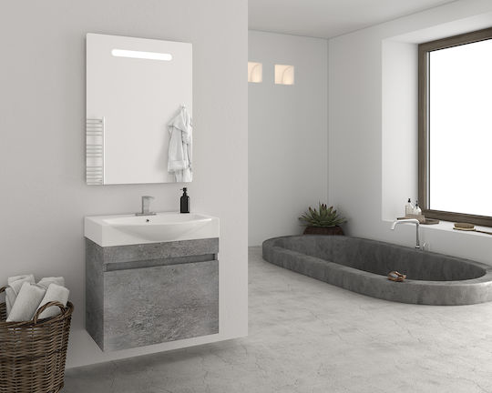 Drop Senso 65 Waschtisch mit Waschbecken & Spiegel mit Licht L62xB38xH50cm Granite