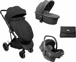 Kikka Boo Cherie 3 in 1 Adjustable 3 in 1 Baby Stroller Suitable for Newborn Black