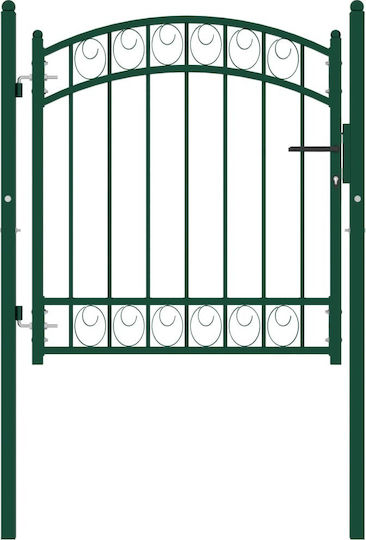 vidaXL Fence Gate With Arched Top Green Steel Metal Fence Gate with Spears in Green Color 1.0x1.0m