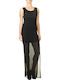 PCP Hypnotized Maxi Evening Dress with Tulle & Sheer Black