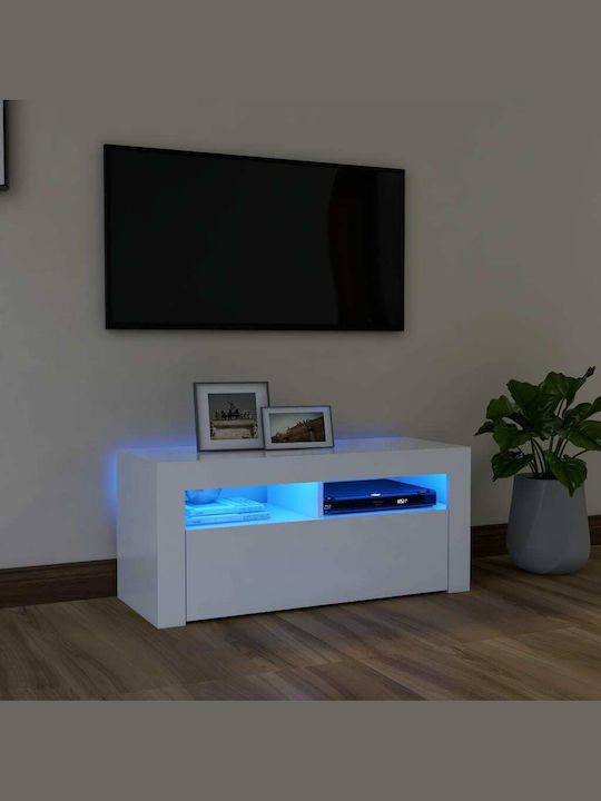 TV-Ständer mit LED-Beleuchtung Weiß M90xT35xH40cm