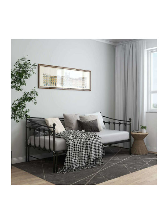 Single Metal Black Sofa Bed for Mattress 90x200cm